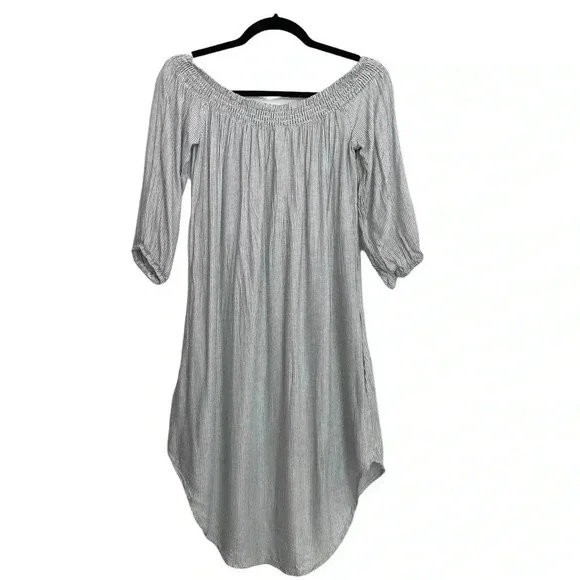 Mimi Chica Off Shoulder Dress Lightweight Striped M - Picture 3 of 4